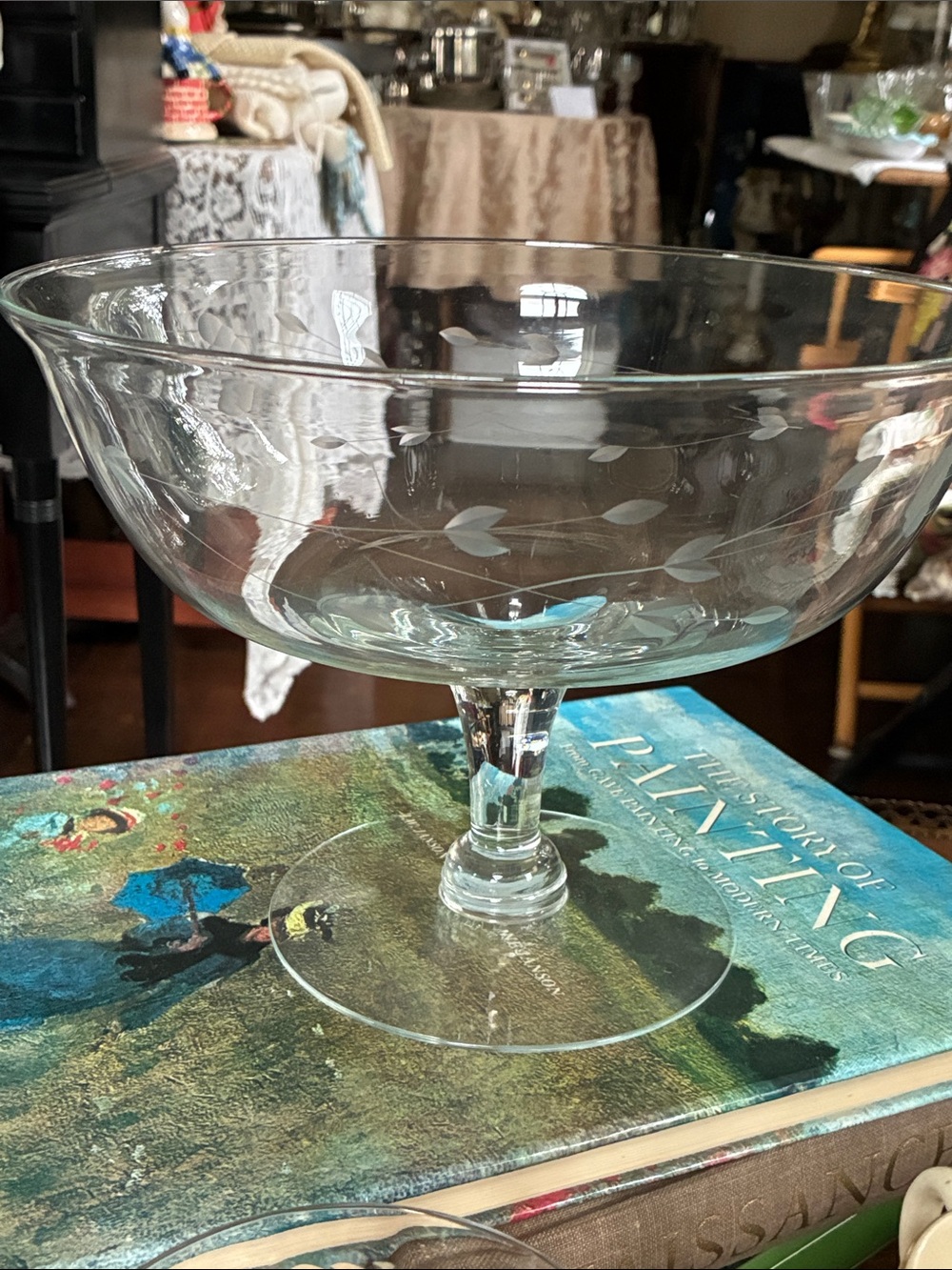 Princess house heritage pattern, tall compote